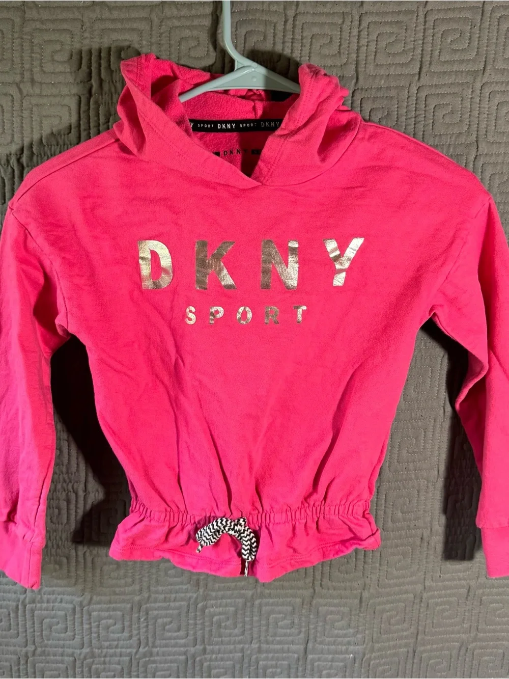 DKNY Sport Pullover Sweater Girls 7 Pink Hoodie 100%